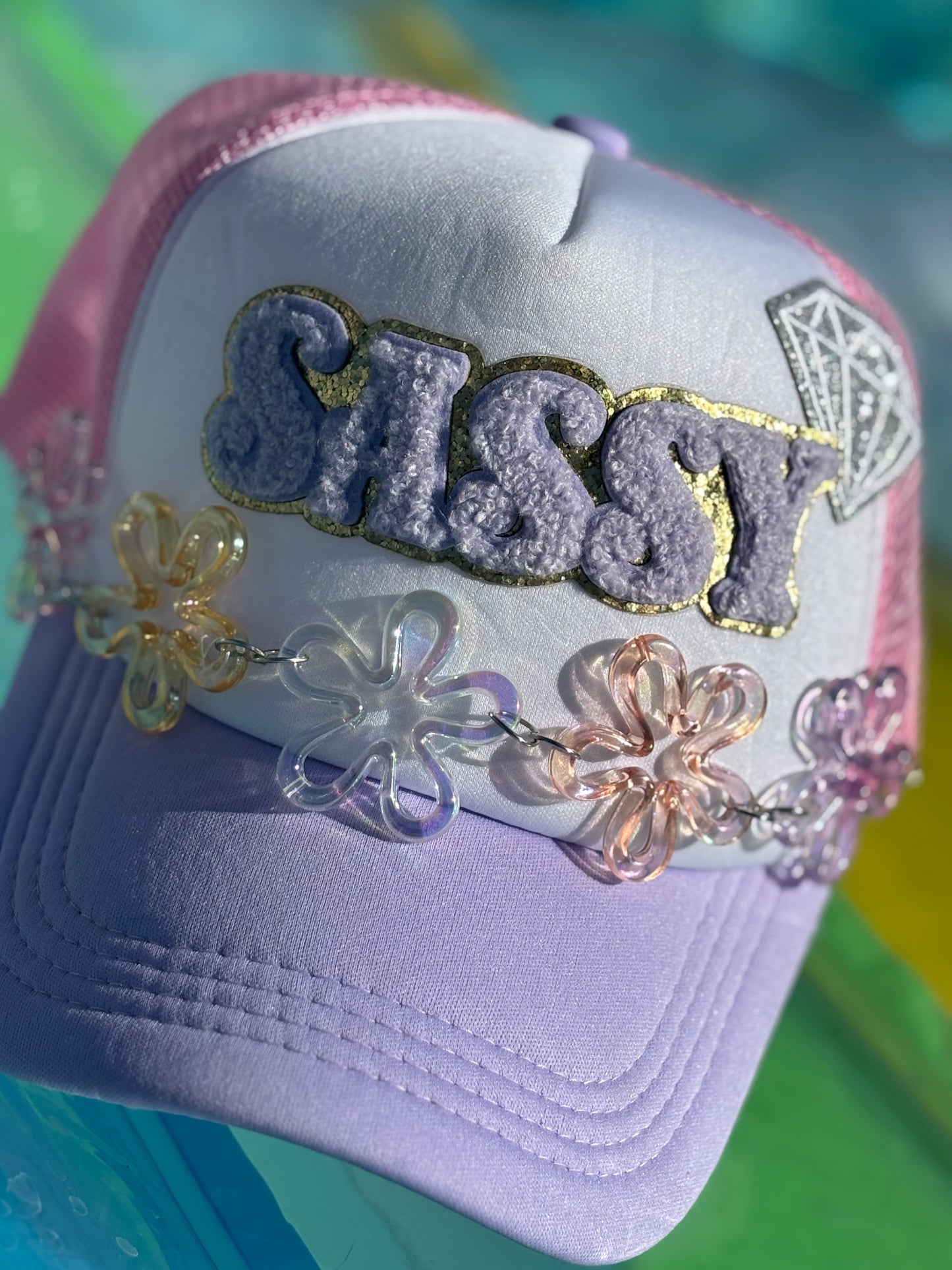 Sassy in Bloom β Pink, White & Purple Trucker Hat