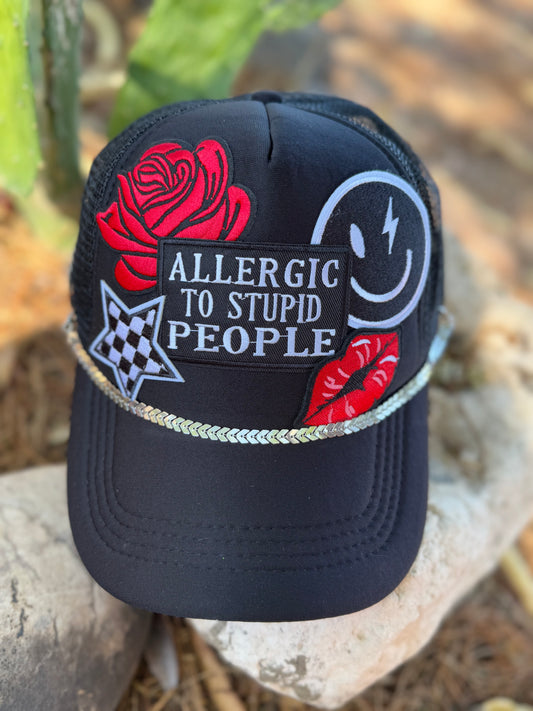 Allergic to Stupid People Trucker Hat – Black Mesh Back | Bold & Sassy Western Hat
