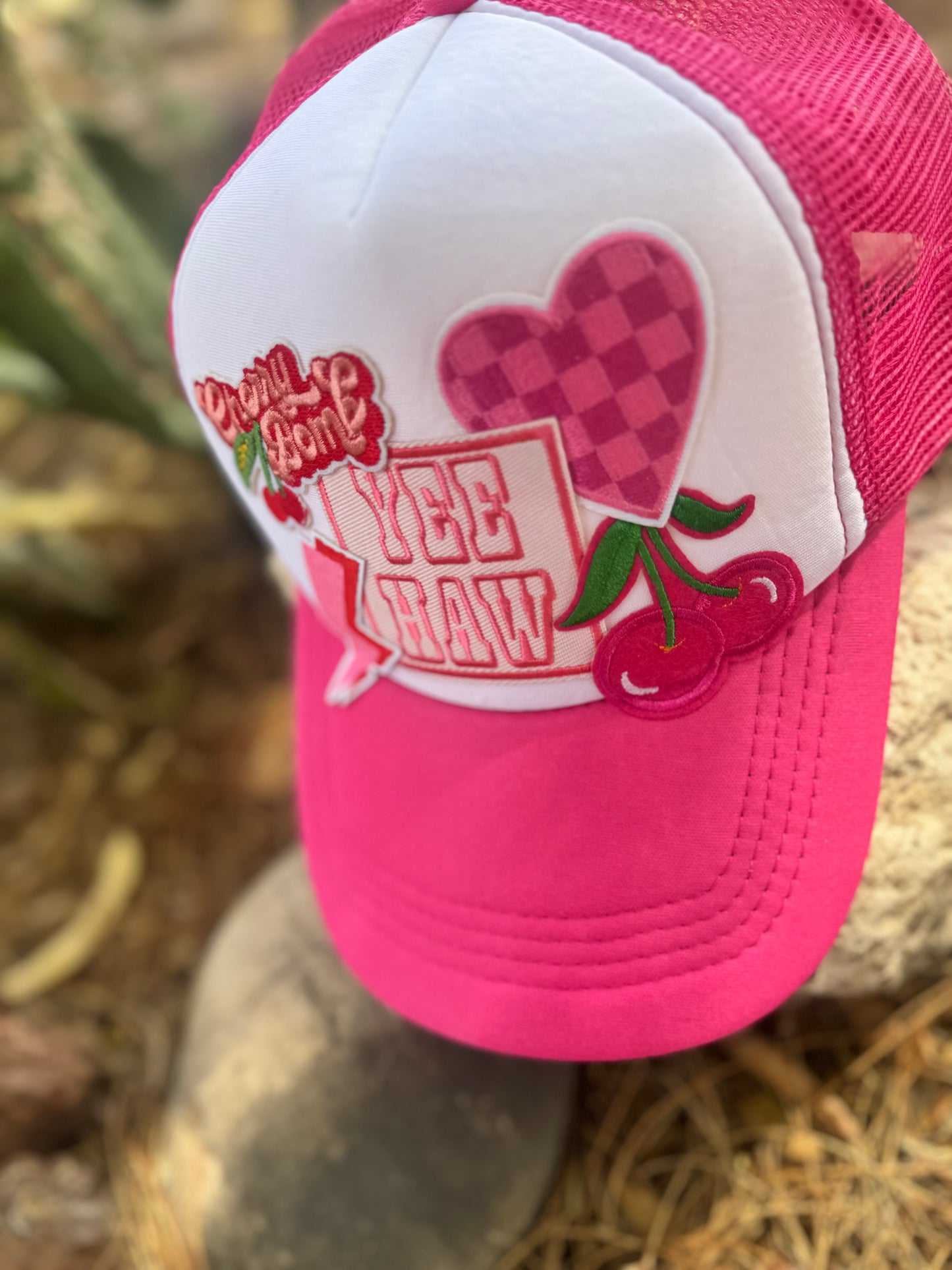 Cherry Bombshell β Hot Pink Trucker Hat π