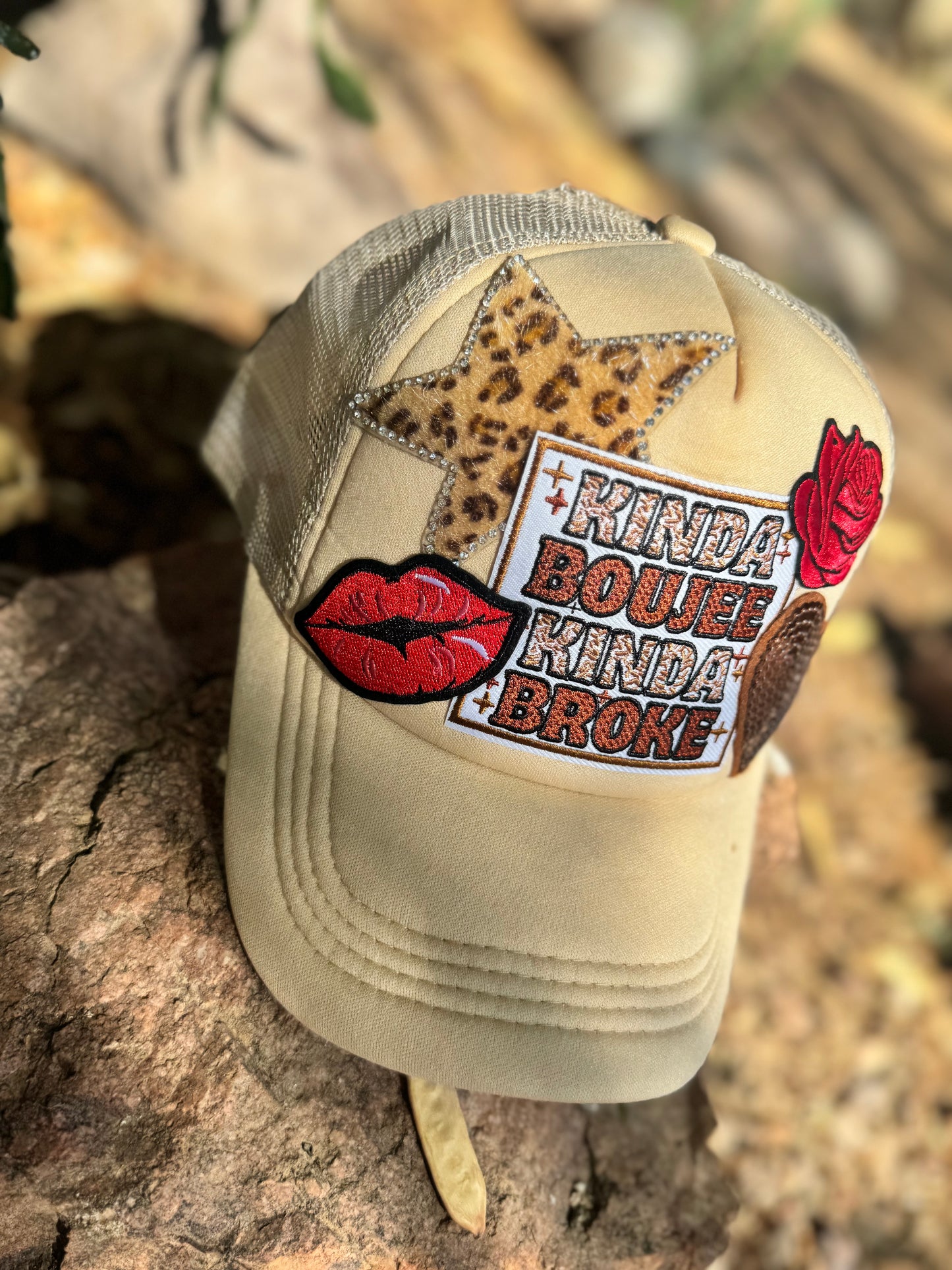 •	“Kinda Broke Kinda Boujee” Trucker Hat