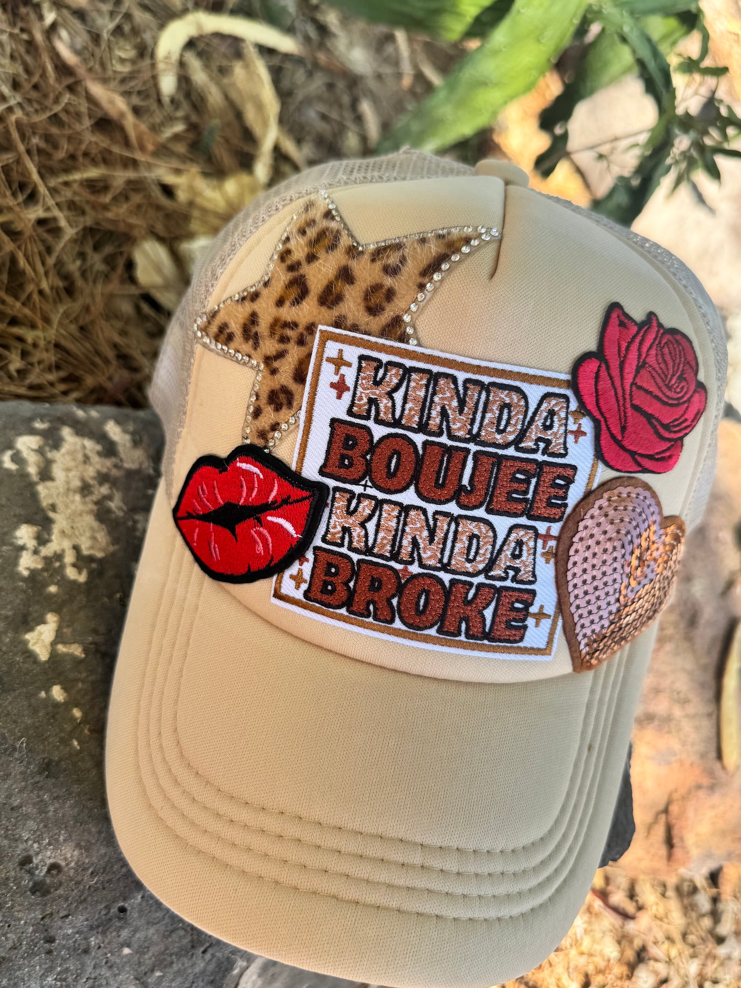 •	“Kinda Broke Kinda Boujee” Trucker Hat