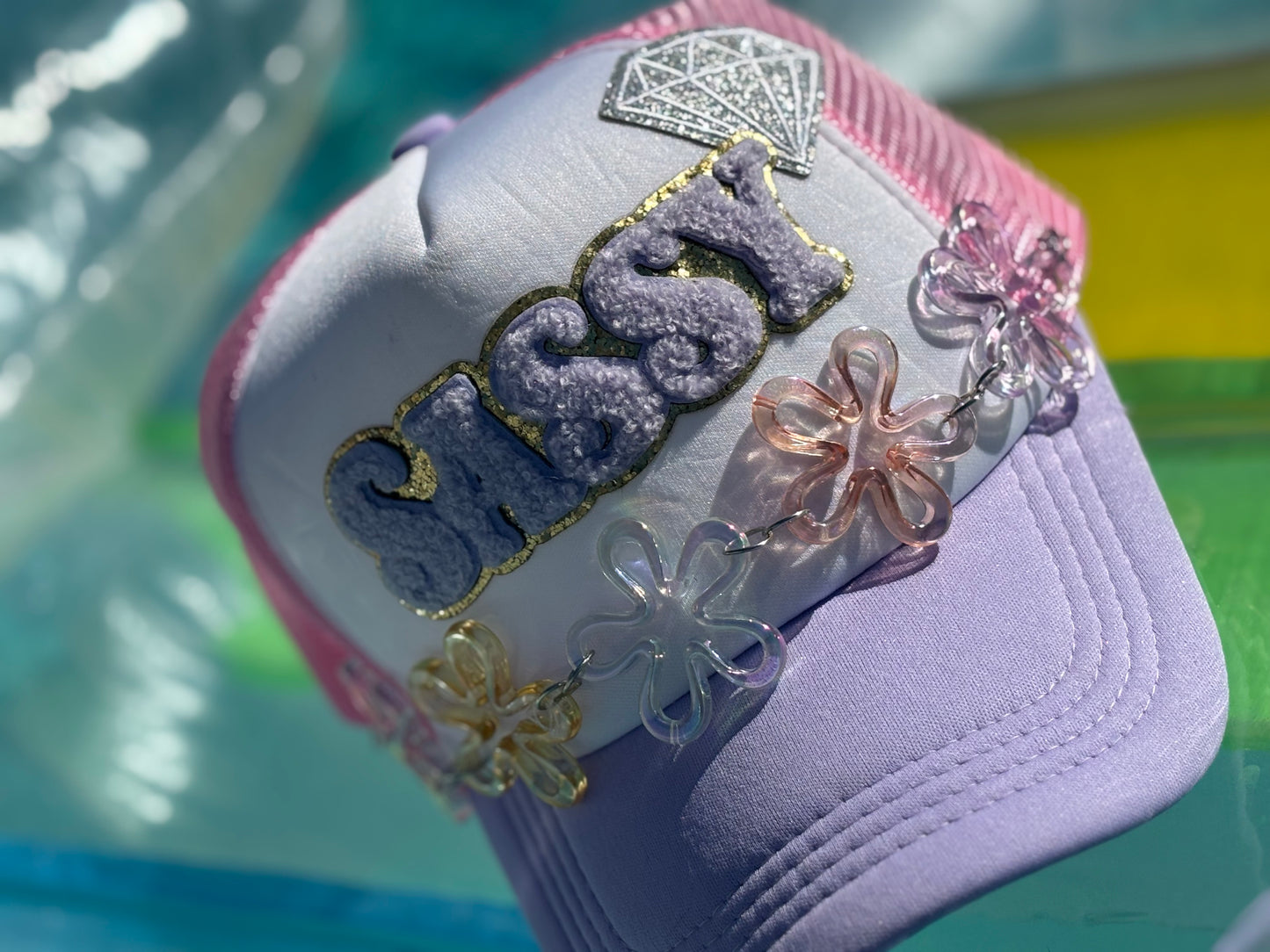 Sassy in Bloom – Pink, White & Purple Trucker Hat