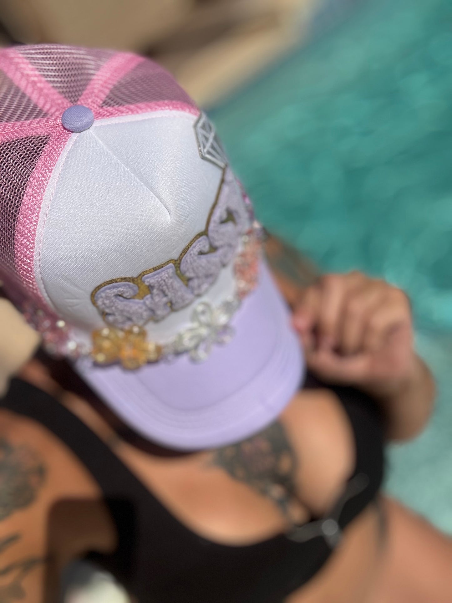 Sassy in Bloom – Pink, White & Purple Trucker Hat