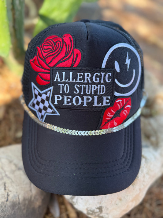 Allergic to Stupid People Trucker Hat – Black Mesh Back | Bold & Sassy Western Hat