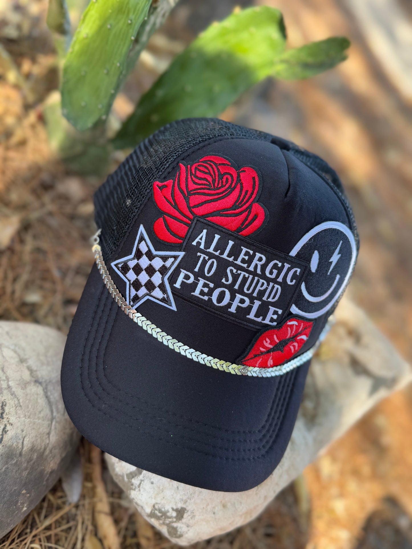 Allergic to Stupid People Trucker Hat – Black Mesh Back | Bold & Sassy Western Hat