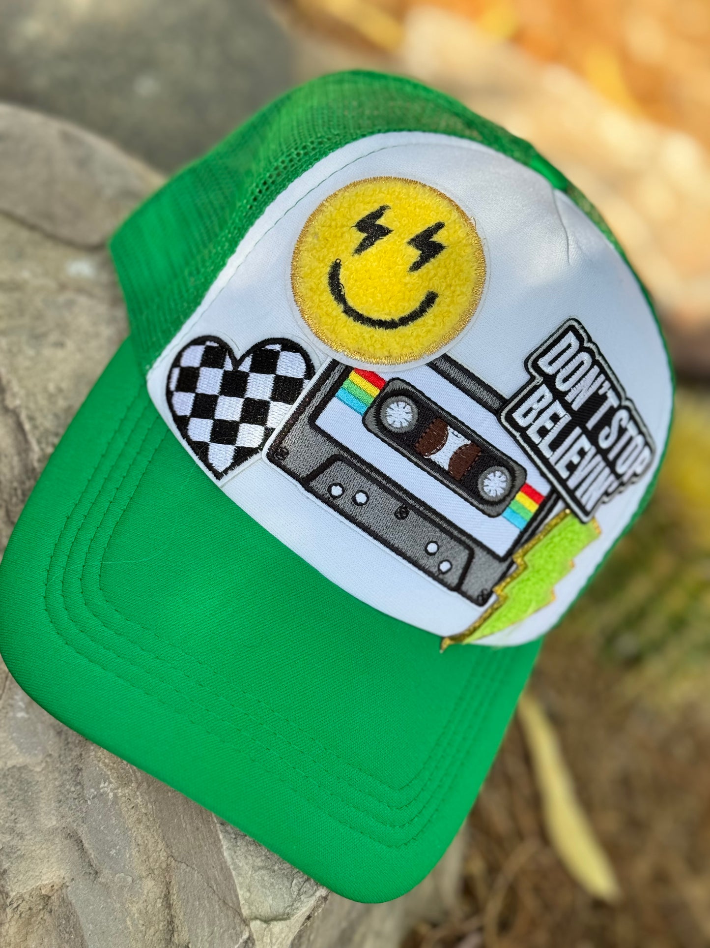 Don’t Stop Glowin’ 80’s vibe trucker hat