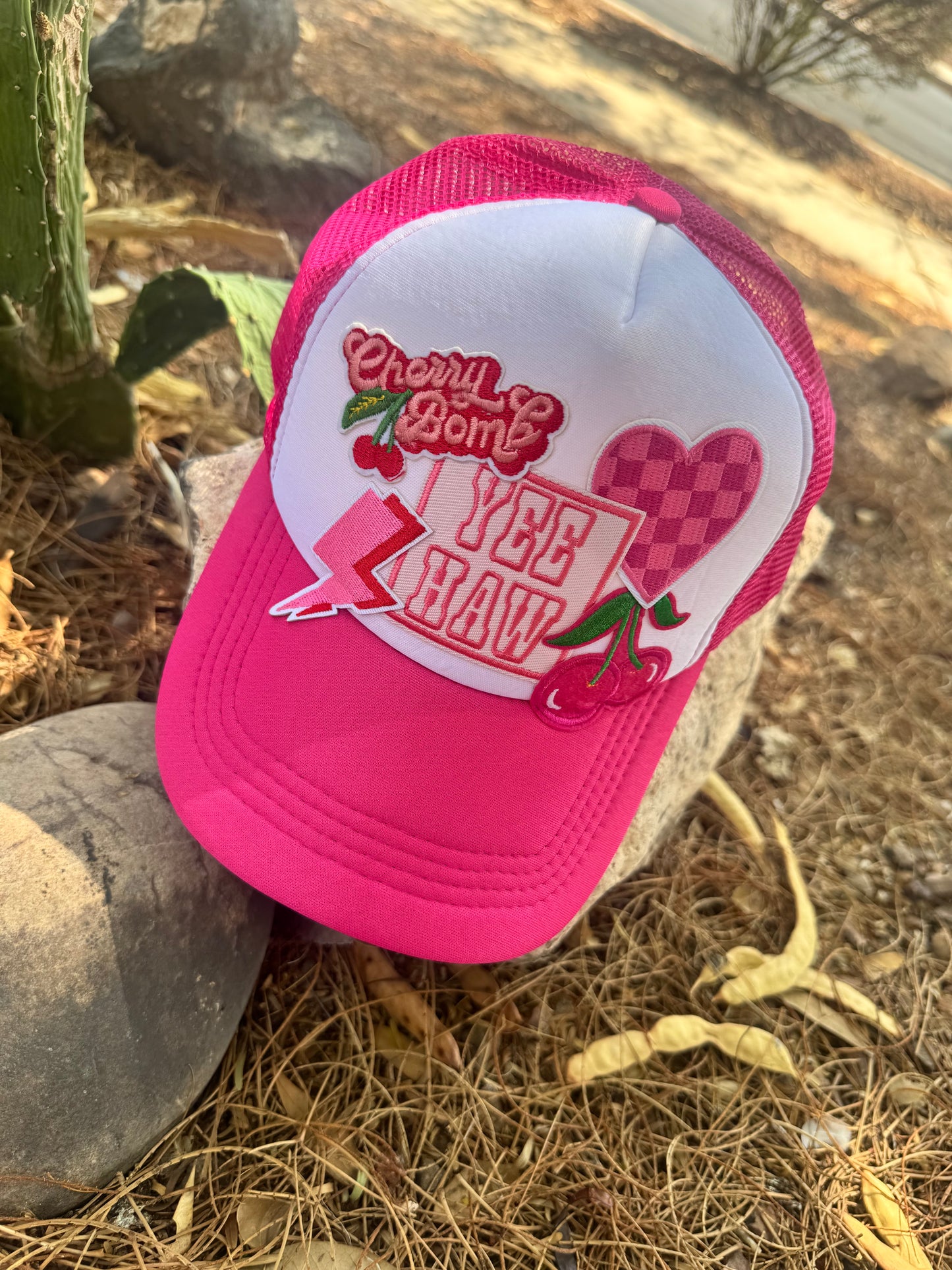 Cherry Bombshell – Hot Pink Trucker Hat 🍒