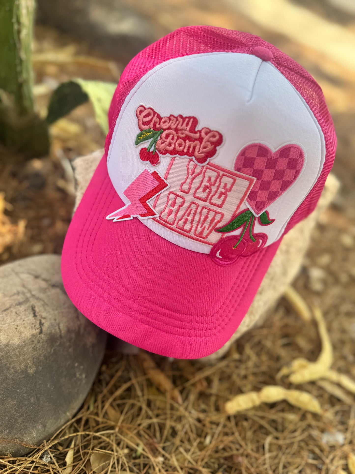 Cherry Bombshell – Hot Pink Trucker Hat 🍒