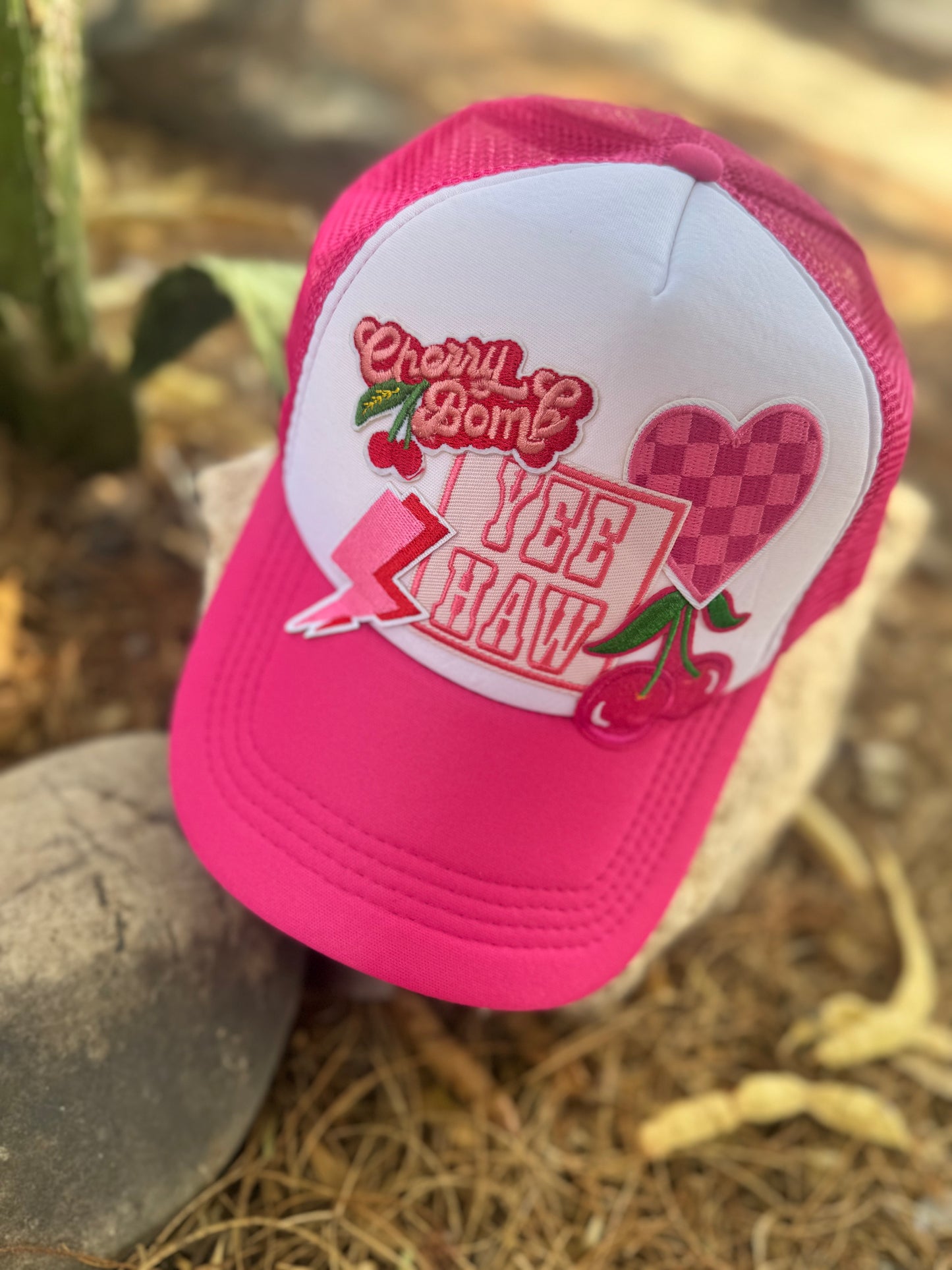 Cherry Bombshell – Hot Pink Trucker Hat 🍒