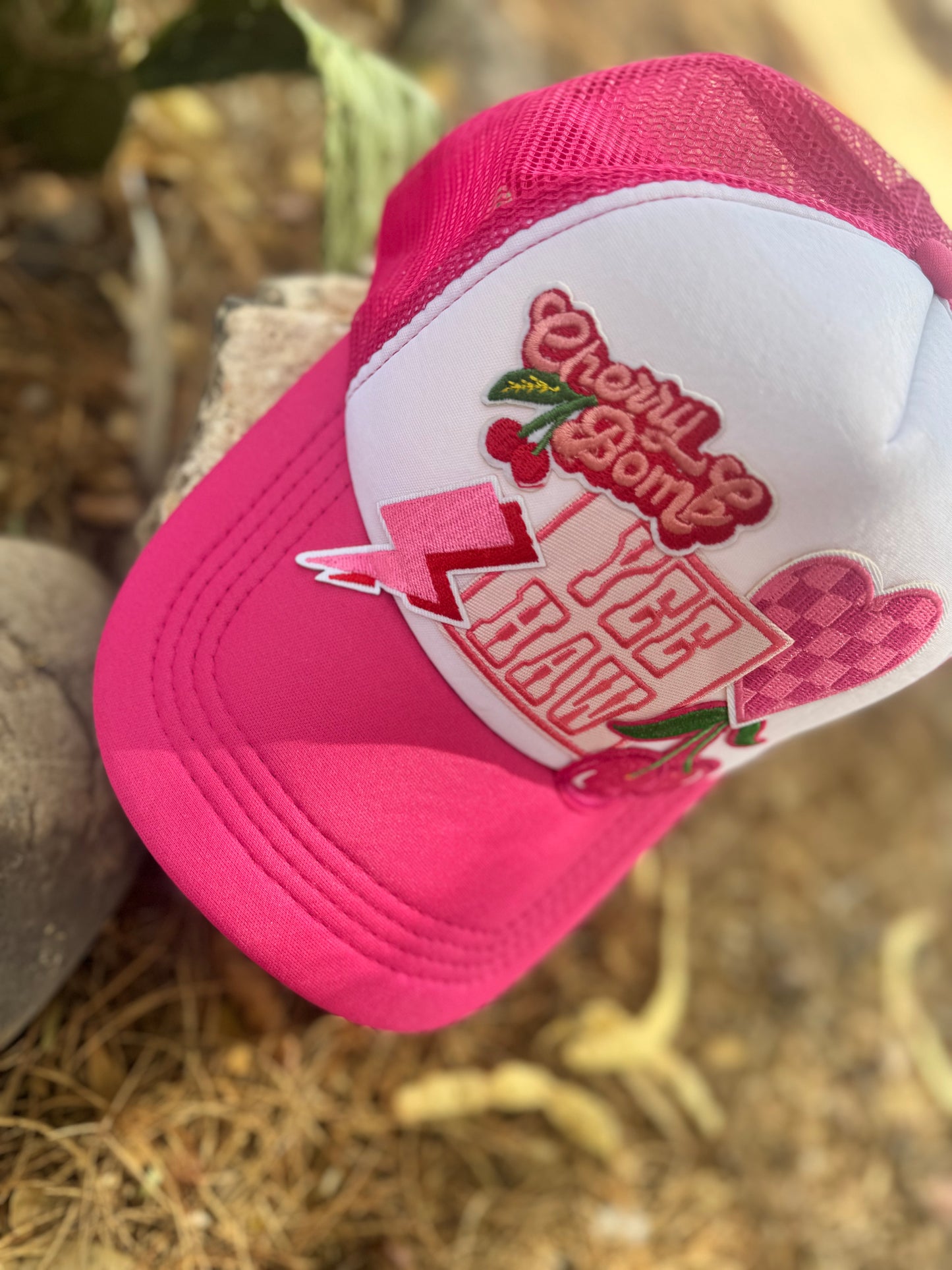 Cherry Bombshell – Hot Pink Trucker Hat 🍒
