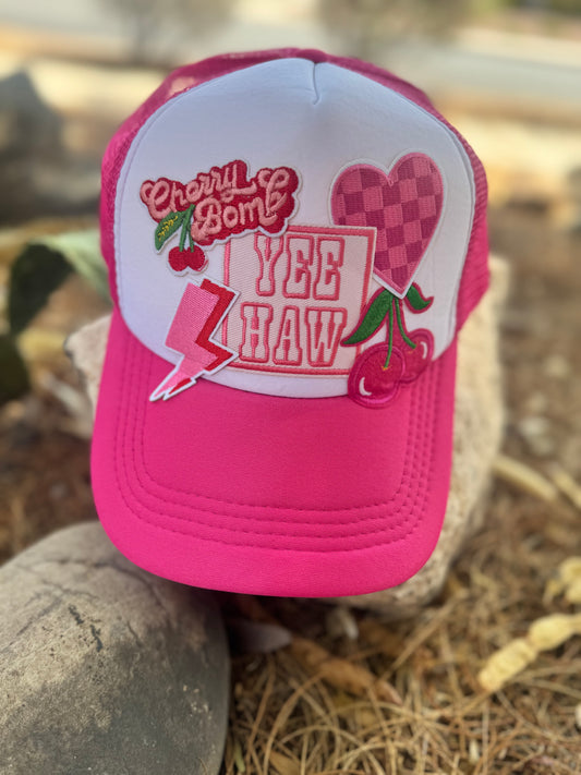 Cherry Bombshell – Hot Pink Trucker Hat 🍒